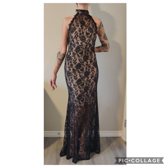 Black Lace overlay dress / gown - Picture 1 of 2